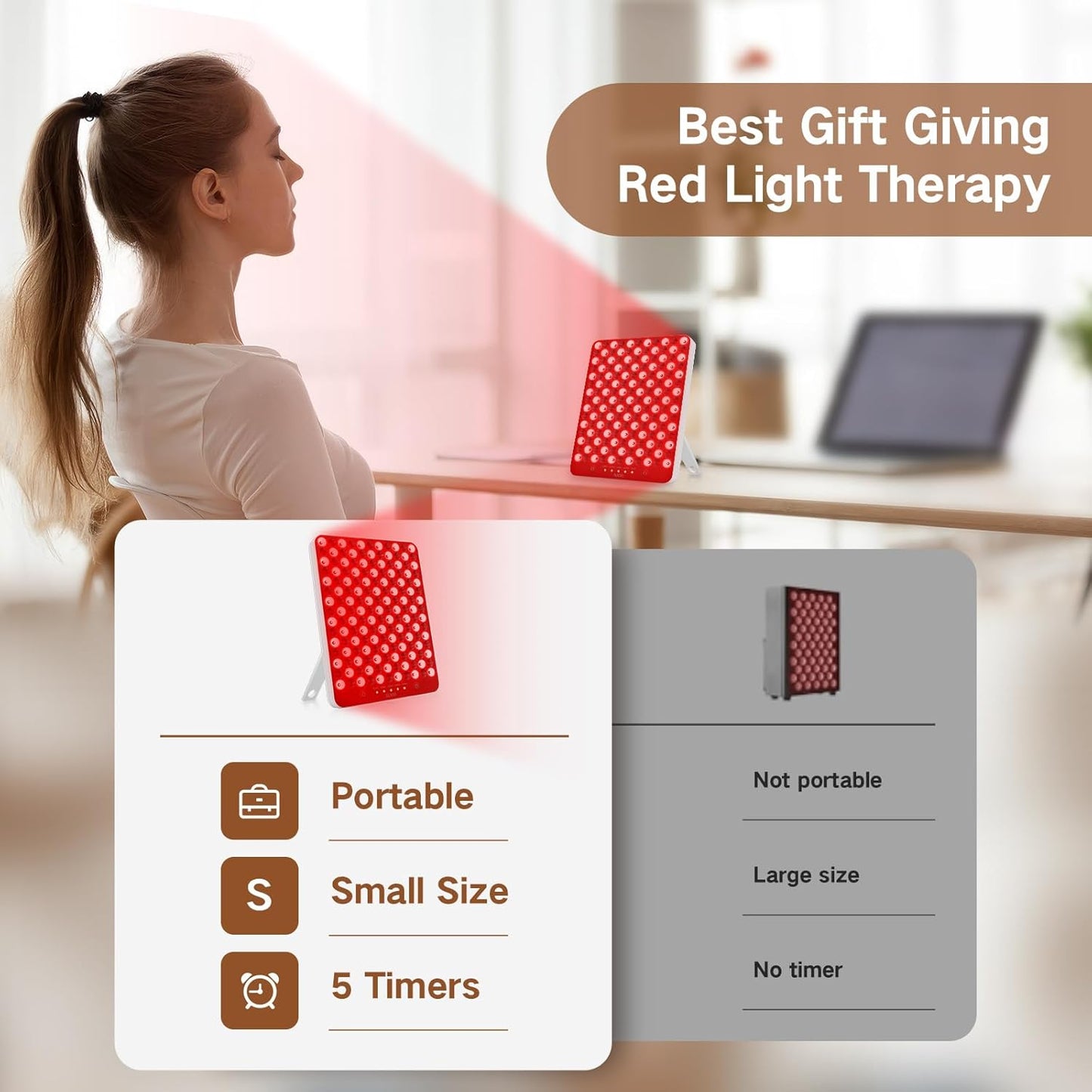 Revitalize Your Skin with the SUXIO Red Light Therapy Lamp - 165 LED Device for Face & Body, Portable Deep 660Nm - 850Nm Infrared Treatment, Stylish White Design