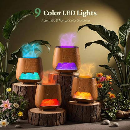 Transform Your Space with the Upgraded Colorful Flame Essential Oil Diffuser – 9-Color LED Aromatherapy & Humidifier Combo for Ultimate Relaxation and Comfort