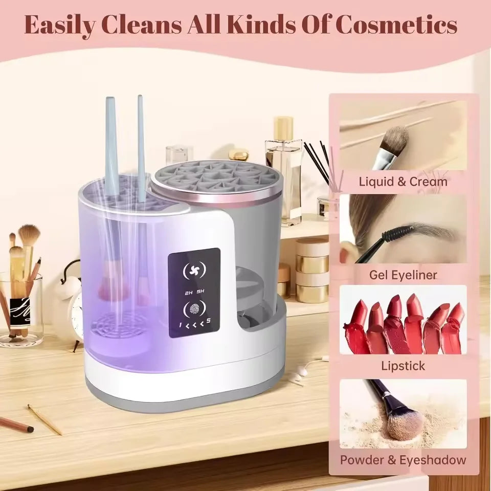 3-in-1 Electric Makeup Brush Cleaning and Drying Machine with Portable USB Functionality