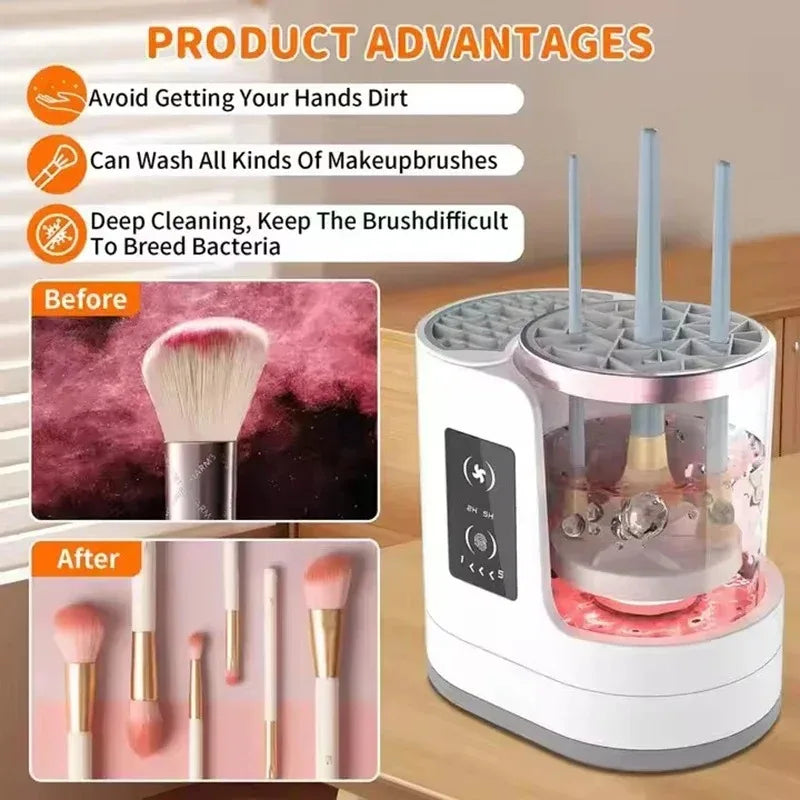 3-in-1 Electric Makeup Brush Cleaning and Drying Machine with Portable USB Functionality