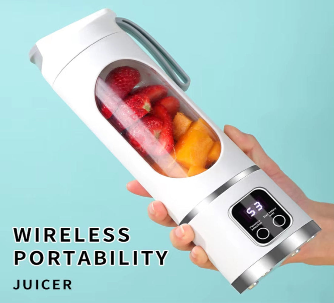 Compact USB Rechargeable Blender and Juicer - Personal Wireless Blender with Stainless Steel Blades
