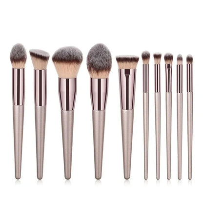Transform Your Beauty Routine with the 10-Piece Luxury Champagne Makeup Brush Set - Perfect for Flawless Foundation, Blush, Eyeshadow, and Highlighter Application!